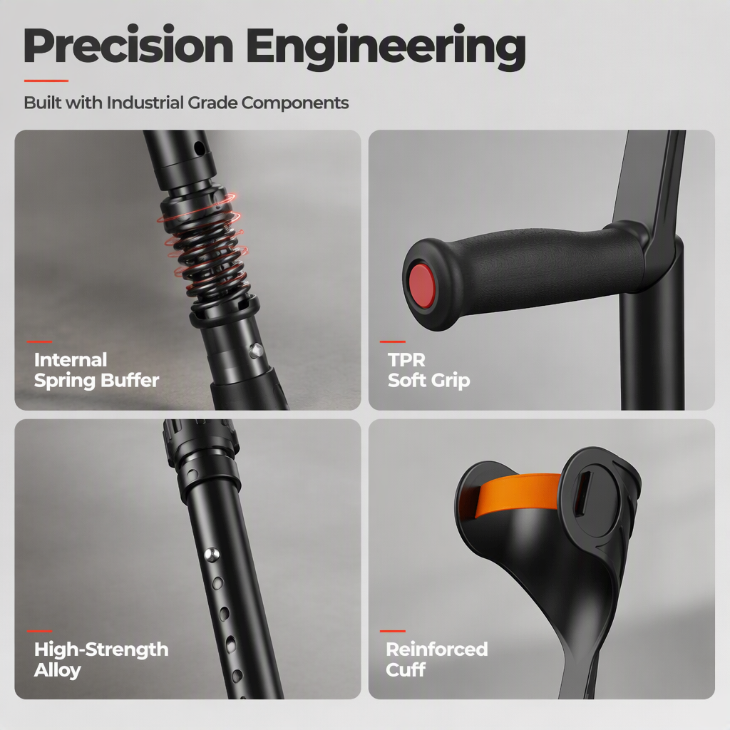 Folding Forearm Crutches Non Slip Elbow Crutches for Fracture Rehabilitation and Mobility Aid