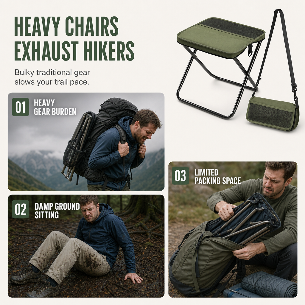 Portable Folding Stool Backpack Lightweight Outdoor Camping Chair and Multipurpose Crossbody Handbag