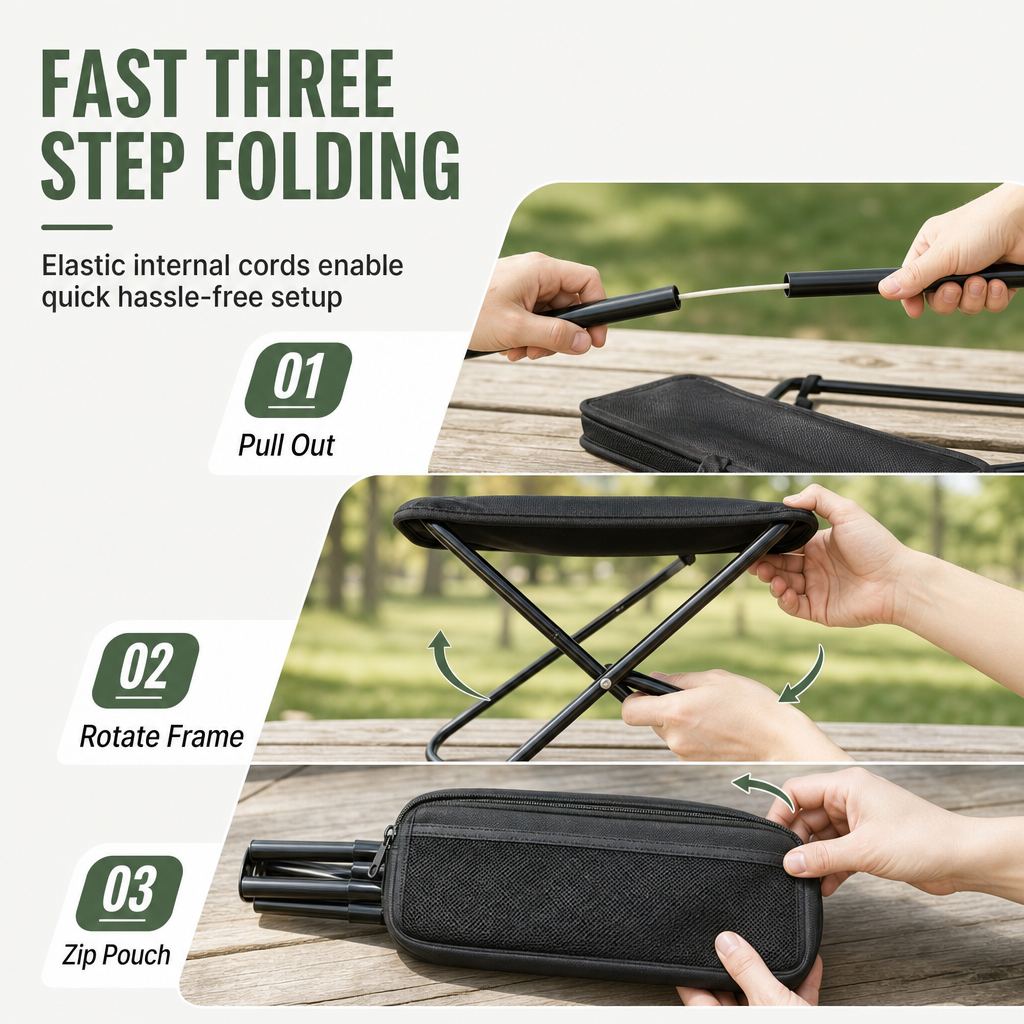 Portable Folding Stool Backpack Lightweight Outdoor Camping Chair and Multipurpose Crossbody Handbag