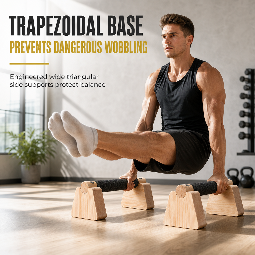 Wooden Push Up Bars Rubber Wood Parallettes Handstand Stands for Arm Strength Training and Fitness
