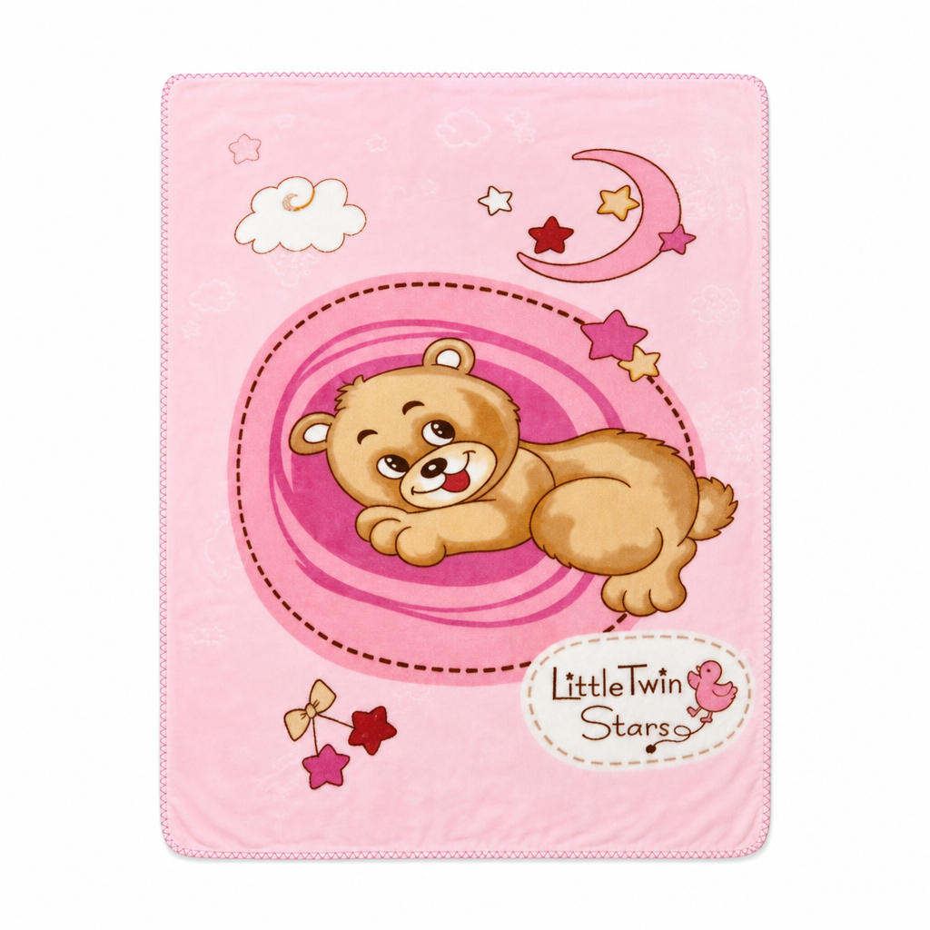 Soft Embossed Cartoon Bear Cloud Blanket for Babies and Kids 105x135cm All Season Warm Nap Throw Blanket for Sofa and Bed