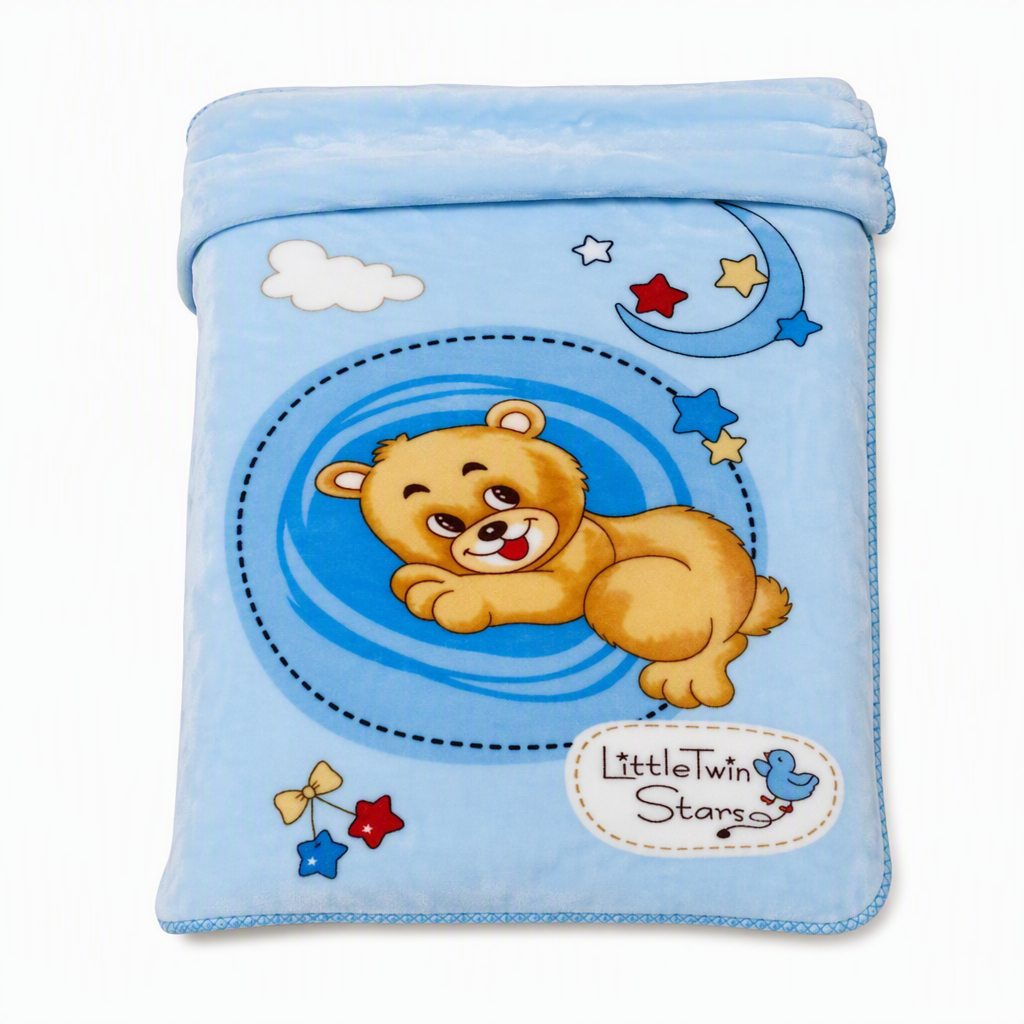 Soft Embossed Cartoon Bear Cloud Blanket for Babies and Kids 105x135cm All Season Warm Nap Throw Blanket for Sofa and Bed