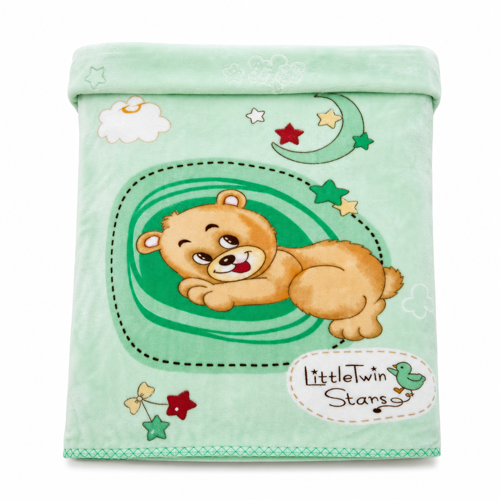 Soft Embossed Cartoon Bear Cloud Blanket for Babies and Kids 105x135cm All Season Warm Nap Throw Blanket for Sofa and Bed