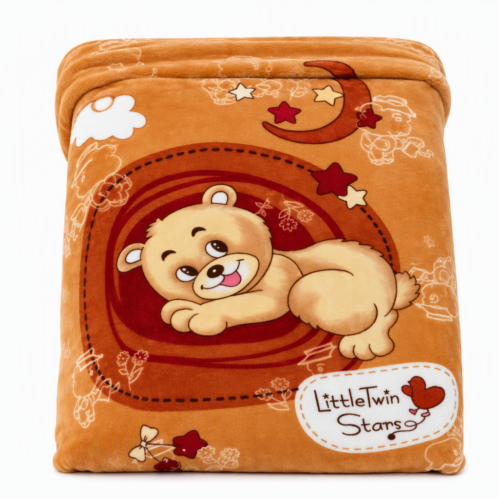 Soft Embossed Cartoon Bear Cloud Blanket for Babies and Kids 105x135cm All Season Warm Nap Throw Blanket for Sofa and Bed