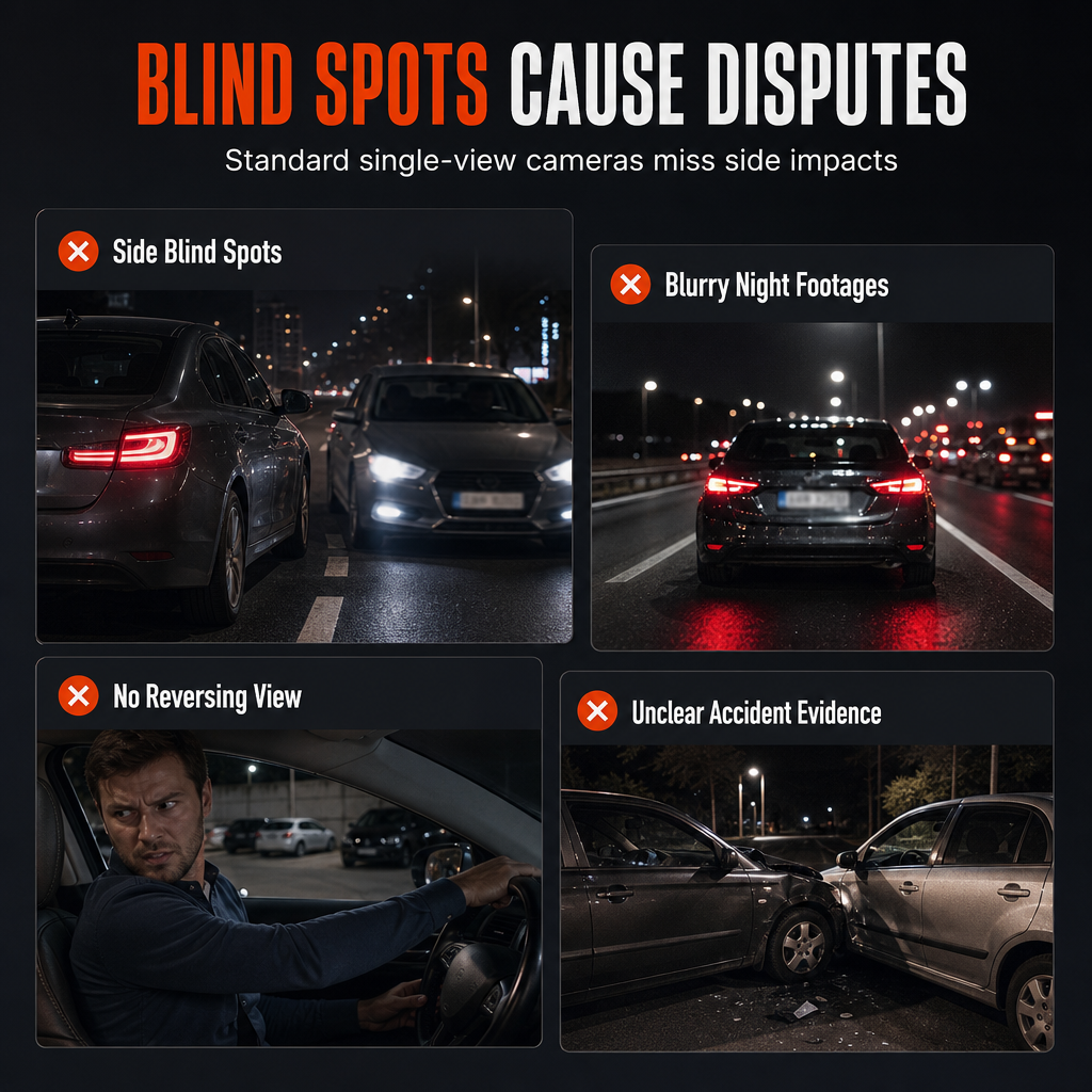 🚗📹F100 4-Lens Car Dash Cam 1080P HD – Infrared Night Vision & GPS Sync Recording