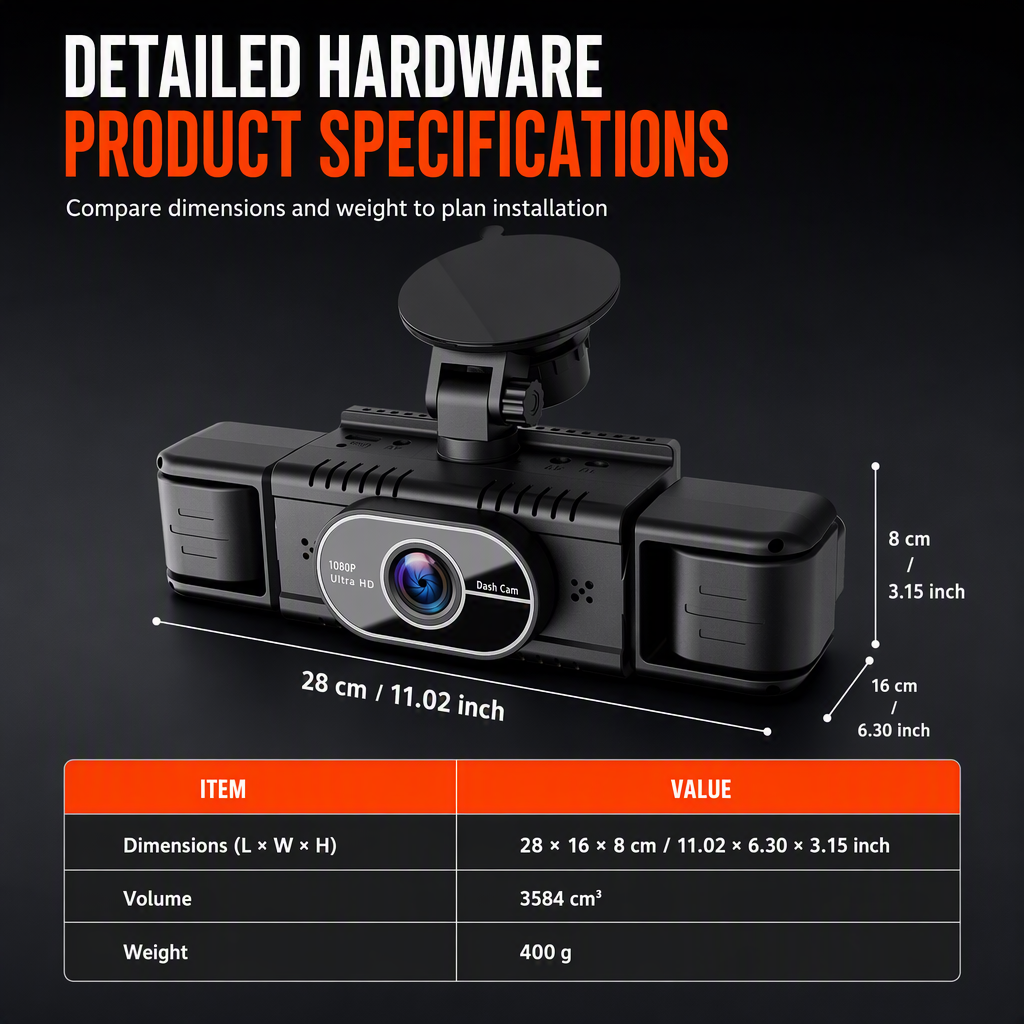 🚗📹F100 4-Lens Car Dash Cam 1080P HD – Infrared Night Vision & GPS Sync Recording
