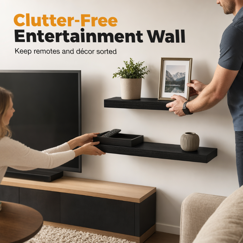 Minimalist Wooden Floating Wall Shelves
