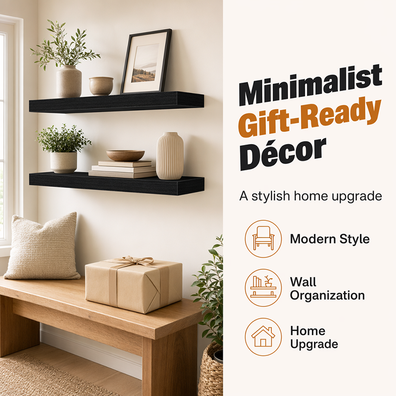 Minimalist Wooden Floating Wall Shelves