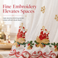 Christmas Embroidered Sheer Window Curtain Panel with Snowflake and Bell Patterns