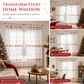 Christmas Embroidered Sheer Window Curtain Panel with Snowflake and Bell Patterns