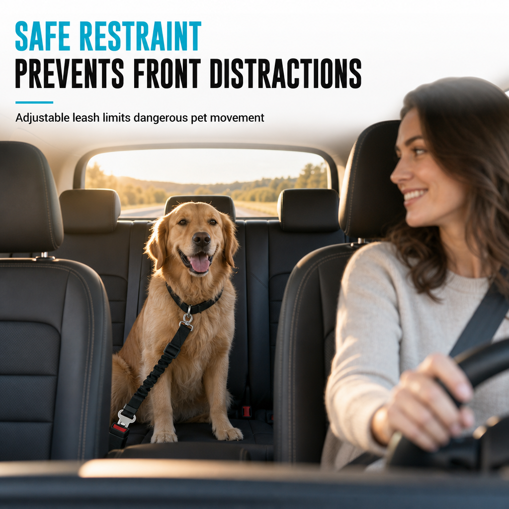 🐕 Dog Car Safety Harness: Elastic Nylon, Cushioned Braking, Zinc Alloy Clasp, Universal Fit