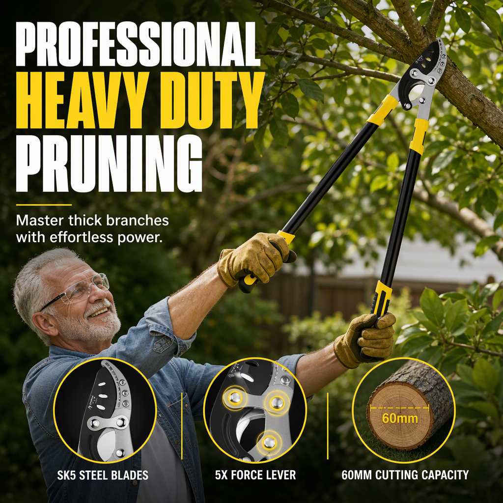 Heavy Duty Garden Loppers for Thick Branches Labor Saving Fruit Tree Pruning Shears