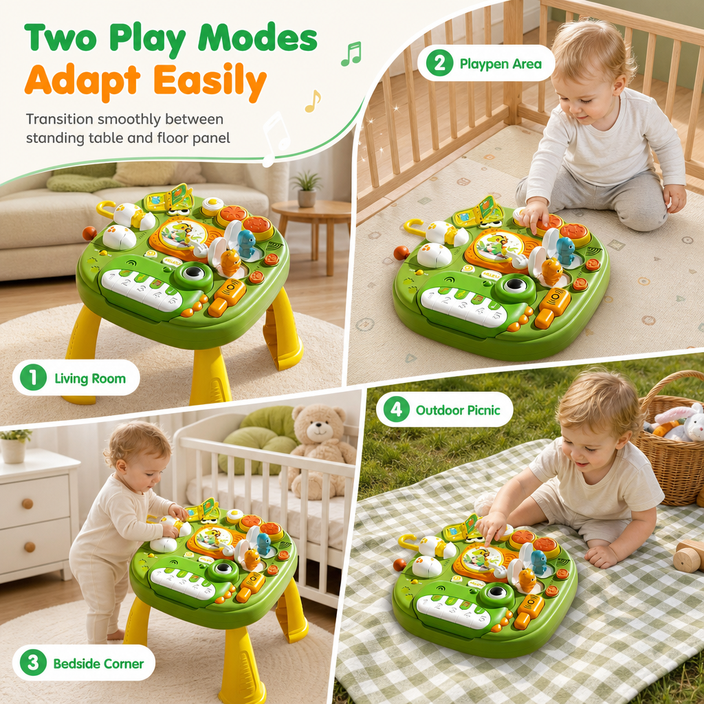 Multifunctional Electric Dinosaur Activity Table for Toddlers Educational Early Learning Game Toy for Babies