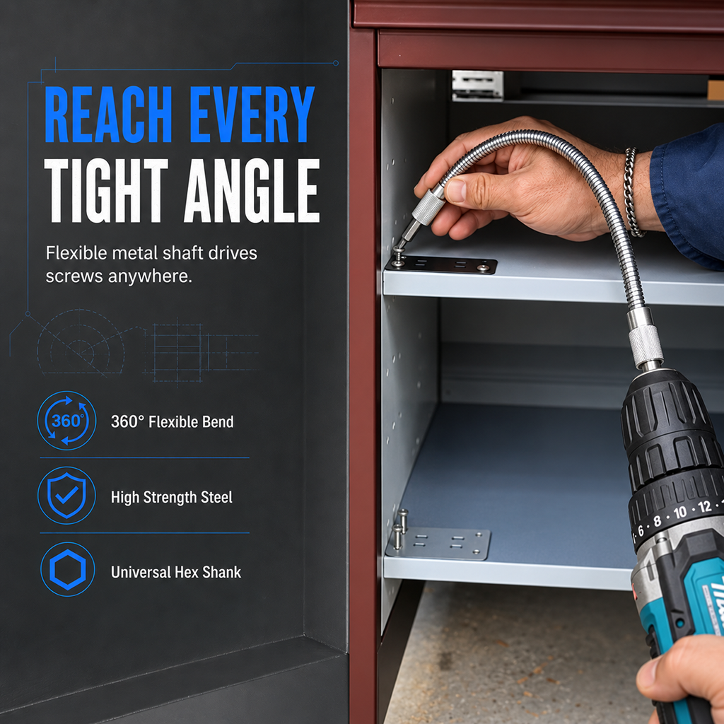 ⏳Time-Limited Special⏰Universal Metal Flexible Shaft Extension Rod for Electric Drills and Screwdrivers Multi Angle Screwdriver Bit Connection Link