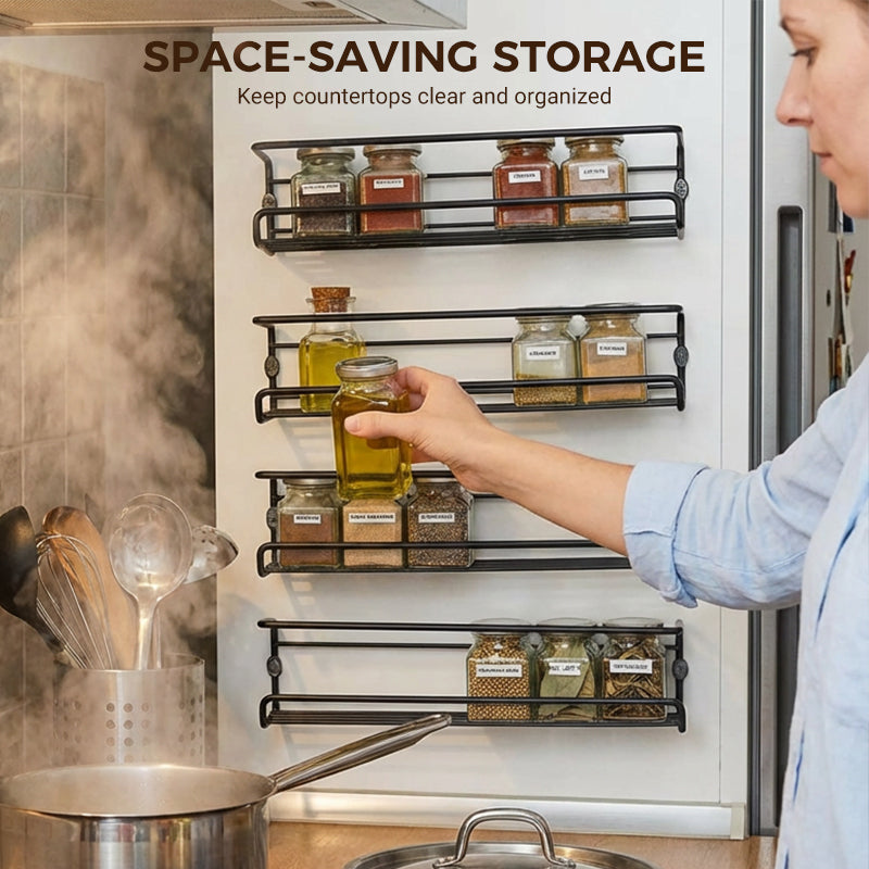 No-Drill Wall-Mounted Spice Rack
