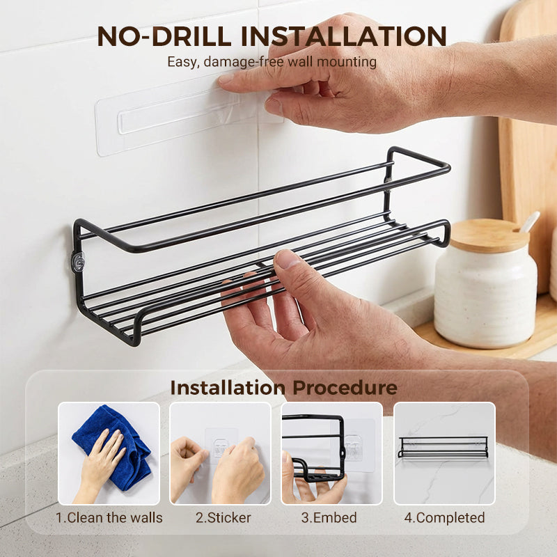 No-Drill Wall-Mounted Spice Rack