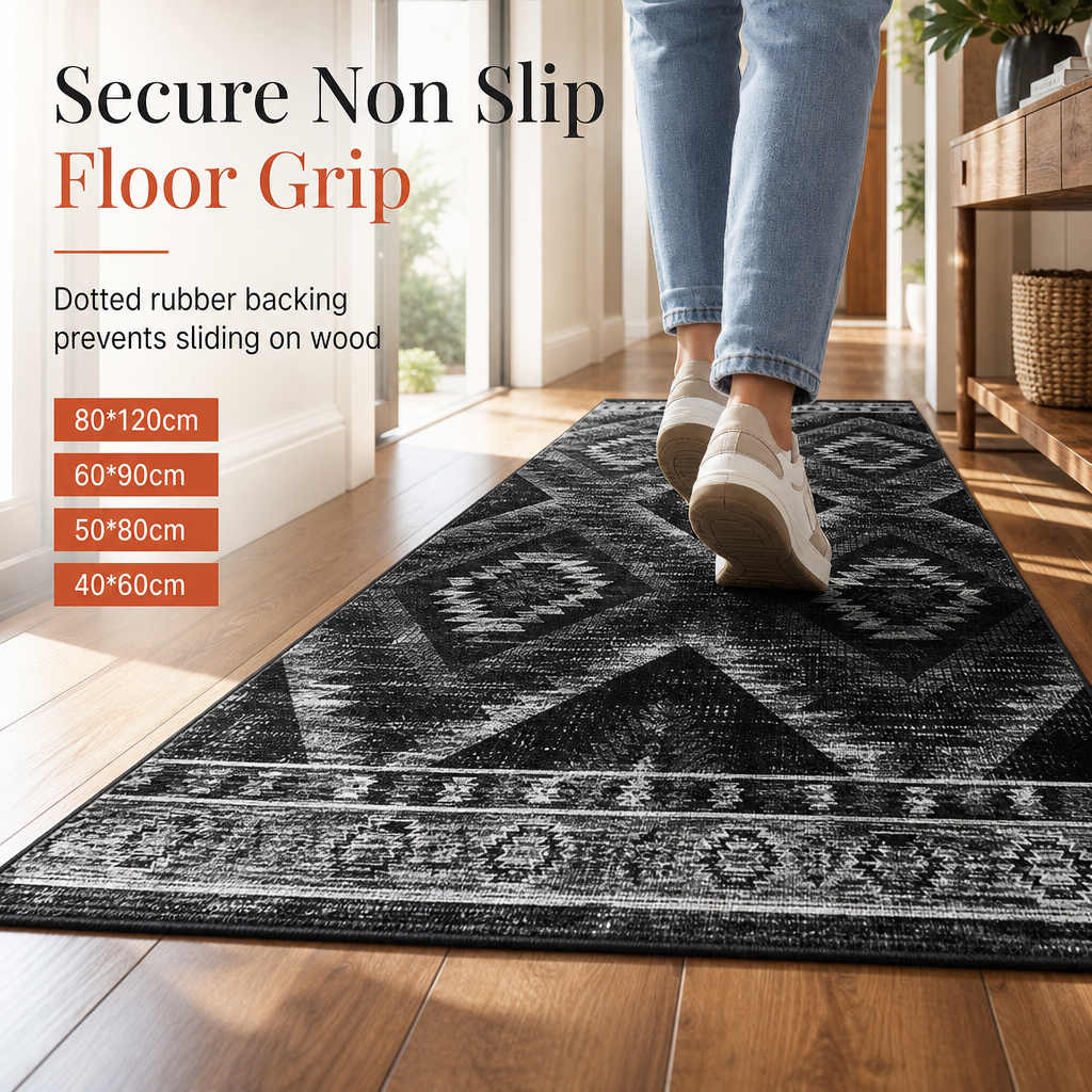 🌸 Soft Faux Cashmere Area Rug: Non-Slip, Machine Washable, Plush Pile, for Living Room & Bedroom
