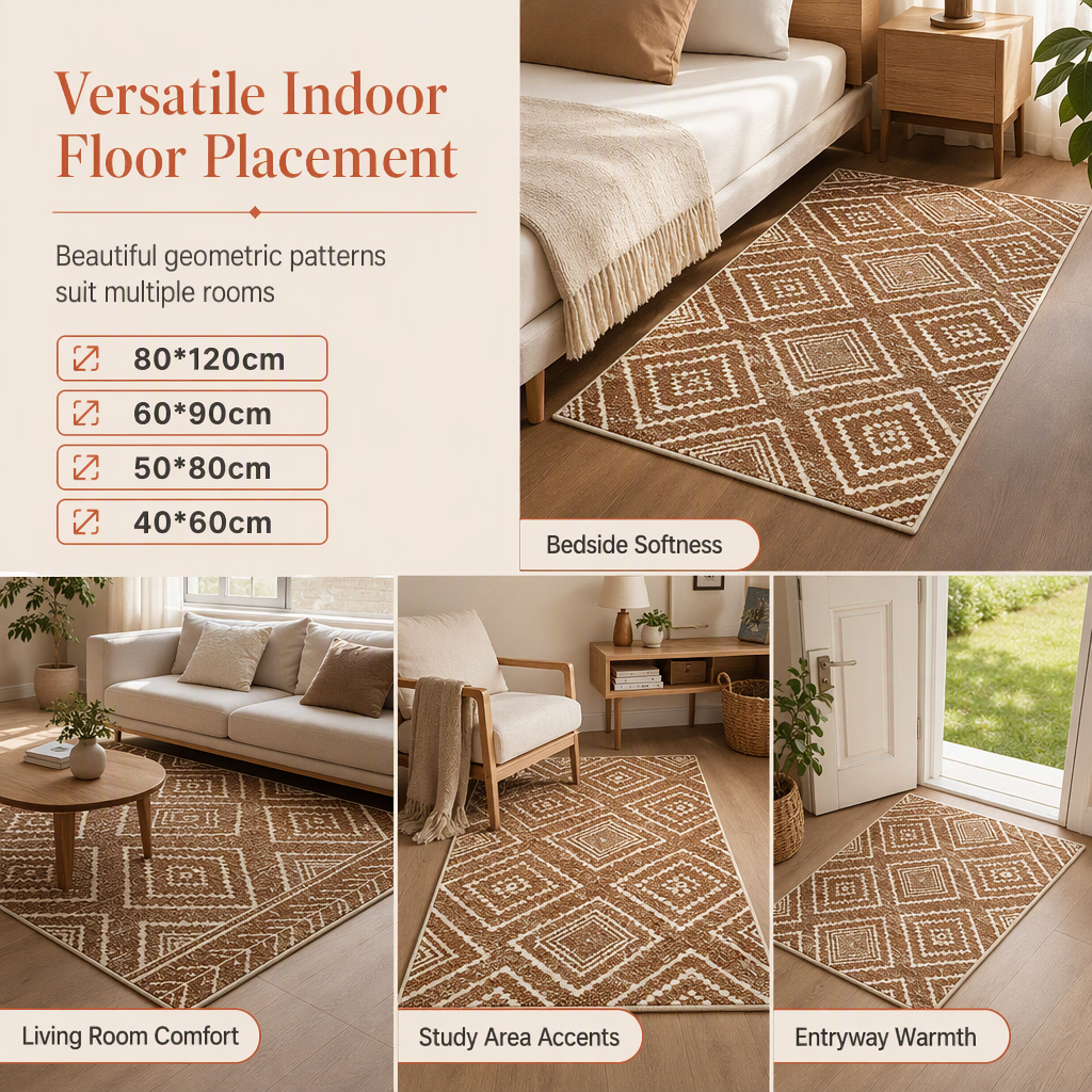 🌸 Soft Faux Cashmere Area Rug: Non-Slip, Machine Washable, Plush Pile, for Living Room & Bedroom