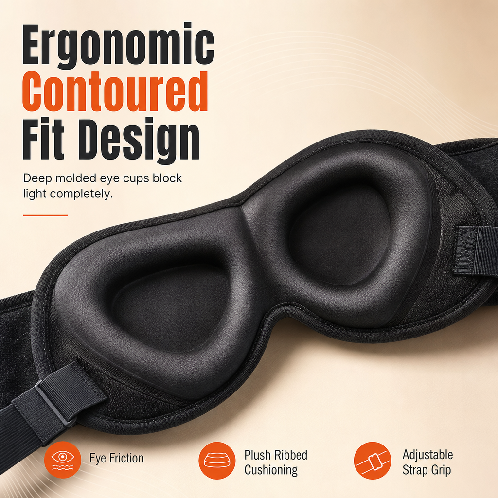 Integrated Memory Foam Travel Pillow and 3D Blackout Sleep Eye Mask Set for Travel Neck Support