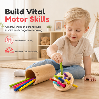 🥳2026 HOT SALE🥳💞50K+ SOLD! 💕✨ 50% OFF!🍼 Montessori Color Sorting Toy Set with Cups and Sorting Sticks for Toddlers