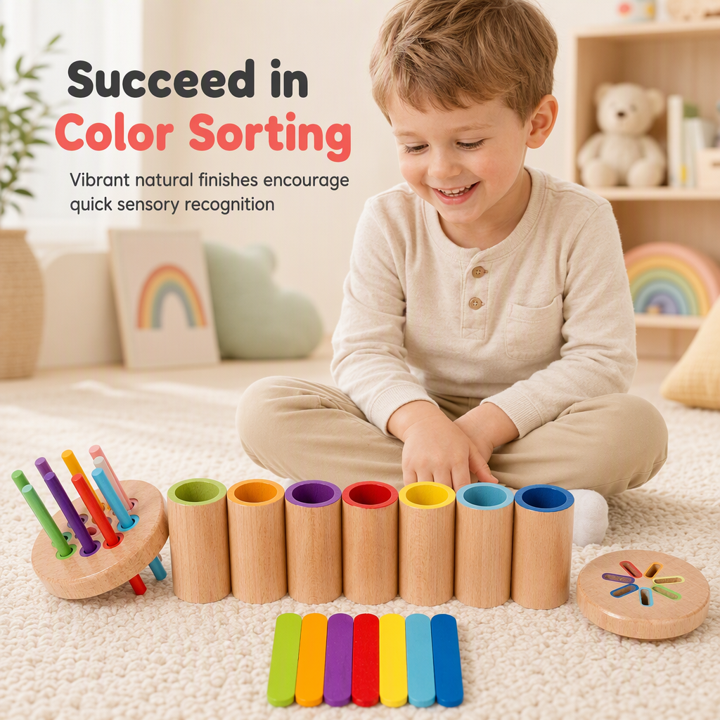 🥳2026 HOT SALE🥳💞50K+ SOLD! 💕✨ 50% OFF!🍼 Montessori Color Sorting Toy Set with Cups and Sorting Sticks for Toddlers