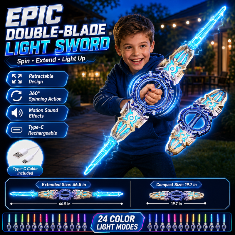 🎄🎁Christmas Special: Final Price Drop!🏆Rechargeable Double-Blade Light Up Sword – Light Up Your Role-Play, Parties & Festive Fun ✨