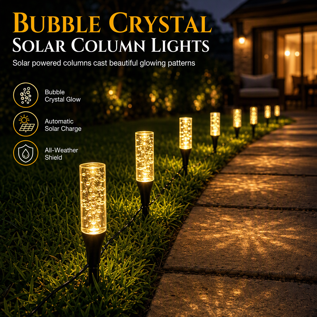 Solar Powered Crystal Column Pathway Lights