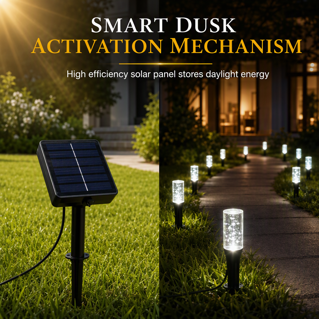 Solar Powered Crystal Column Pathway Lights