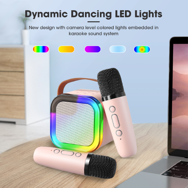 🎤 50% OFF | Mini Bluetooth Karaoke Machine – Wireless Mic & Dancing LED Lights