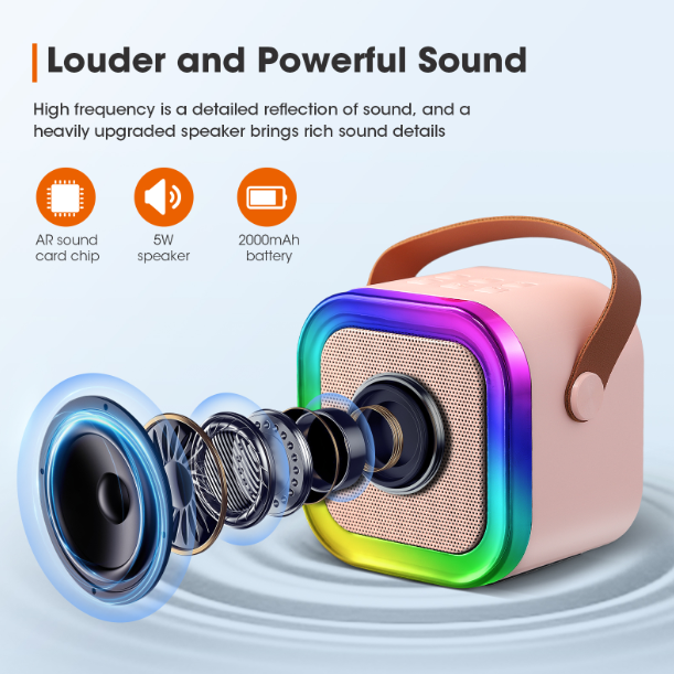 🎤 50% OFF | Mini Bluetooth Karaoke Machine – Wireless Mic & Dancing LED Lights