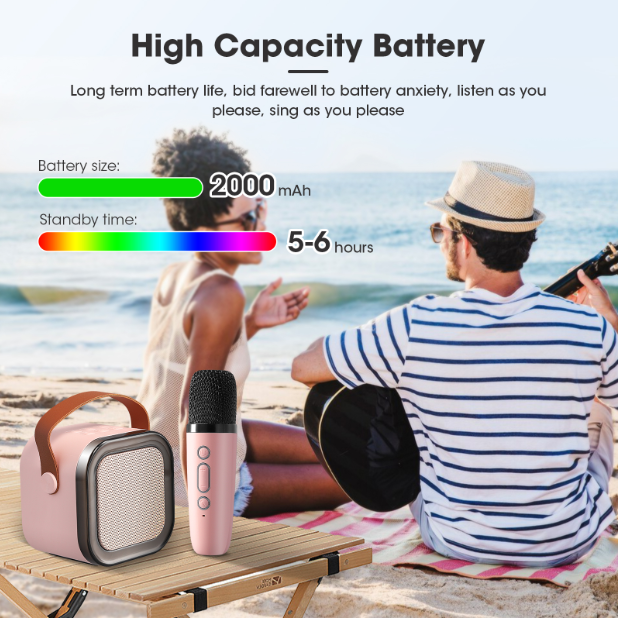 🎤 50% OFF | Mini Bluetooth Karaoke Machine – Wireless Mic & Dancing LED Lights