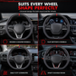 5D Carbon Fiber and Nappa Leather Car Steering Wheel Cover Breathable Sweat Absorbing Non Slip Steering Wheel Protector 38cm