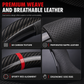 5D Carbon Fiber and Nappa Leather Car Steering Wheel Cover Breathable Sweat Absorbing Non Slip Steering Wheel Protector 38cm