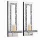 Set of 2 Silver Mirrored Crystal Candle Holders with Acrylic Crushed Diamonds for Living Room Dining Room Home Decor
