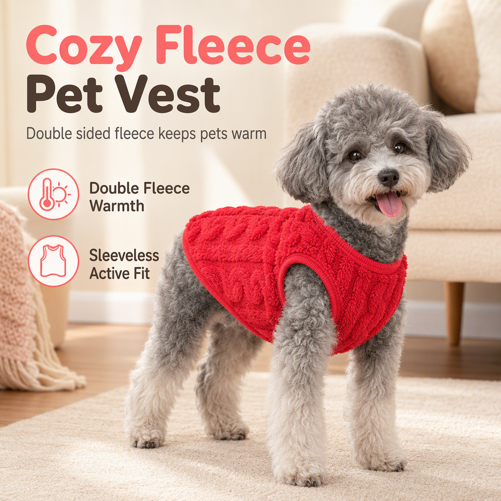 Warm Double Sided Fleece Pet Sweatshirt with Cable Knit Design Autumn Winter Dog Clothes for Small Dogs Teddy and Bichon