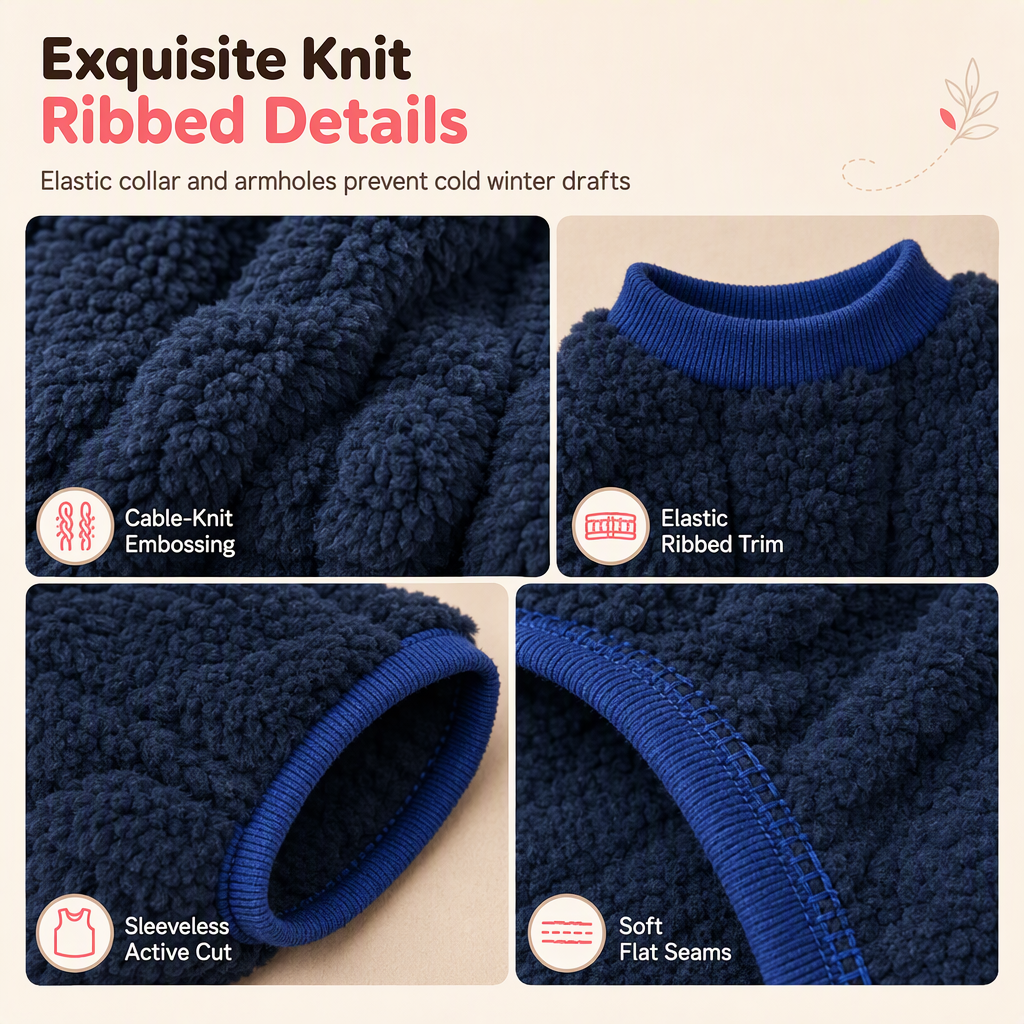 Warm Double Sided Fleece Pet Sweatshirt with Cable Knit Design Autumn Winter Dog Clothes for Small Dogs Teddy and Bichon