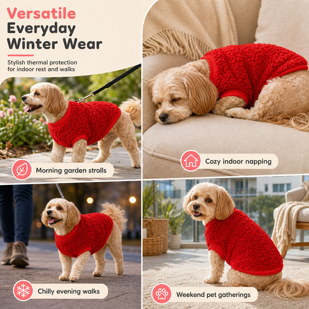 Warm Double Sided Fleece Pet Sweatshirt with Cable Knit Design Autumn Winter Dog Clothes for Small Dogs Teddy and Bichon