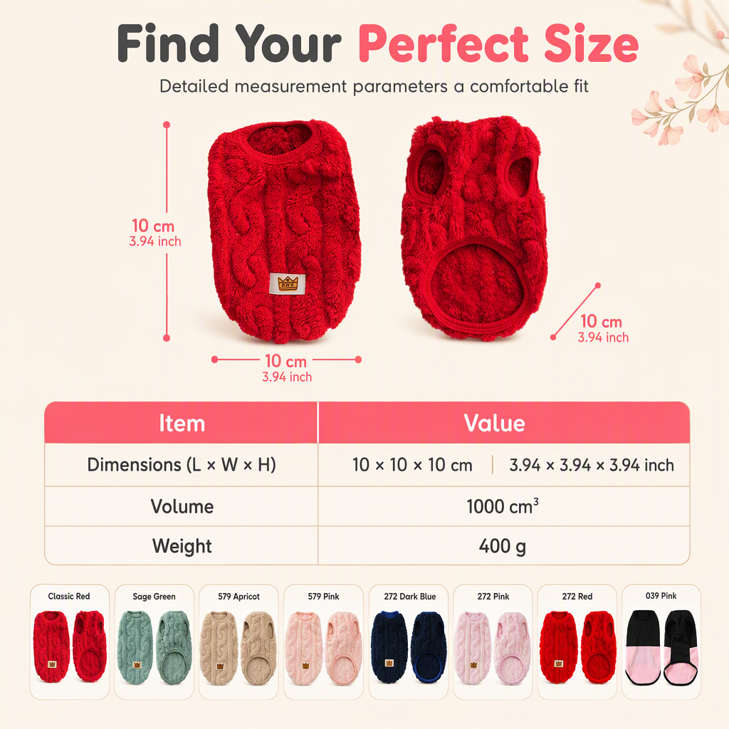 Warm Double Sided Fleece Pet Sweatshirt with Cable Knit Design Autumn Winter Dog Clothes for Small Dogs Teddy and Bichon
