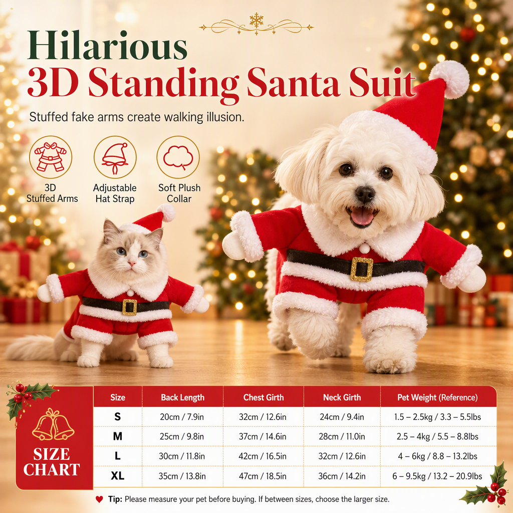 Christmas Pet Costume for Dogs and Cats Autumn Winter Holiday Outfits featuring Santa Claus Suits and Snowflake Capes