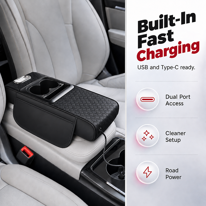 Multifunctional Car Armrest Cushion with Starlight Projector