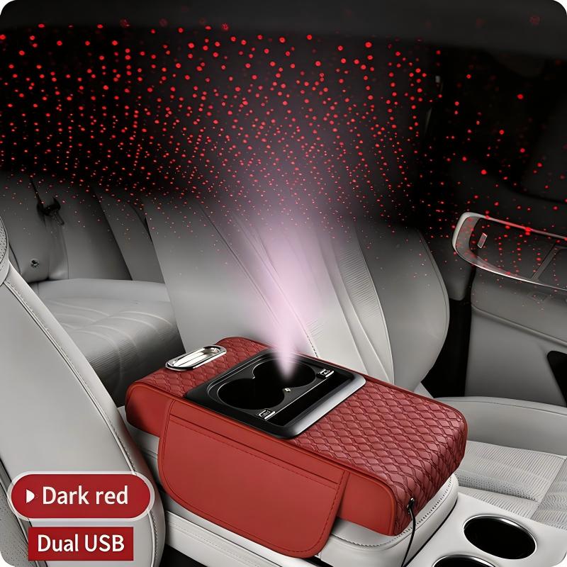 Multifunctional Car Armrest Cushion with Starlight Projector