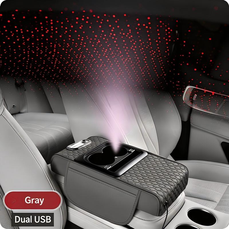Multifunctional Car Armrest Cushion with Starlight Projector