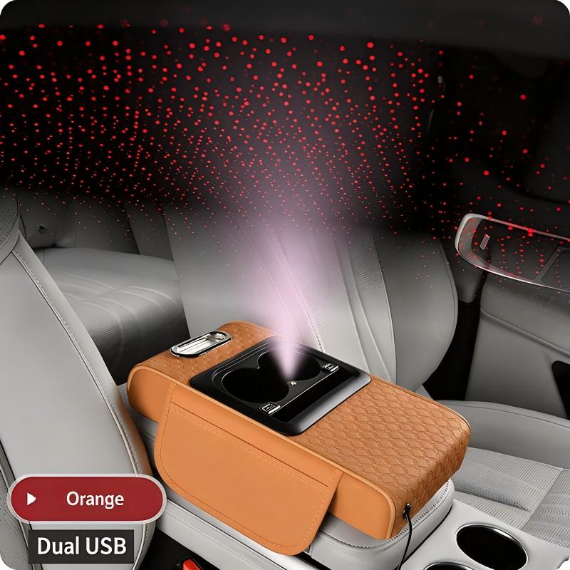 Multifunctional Car Armrest Cushion with Starlight Projector