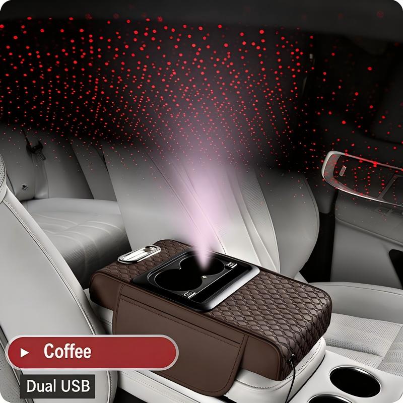 Multifunctional Car Armrest Cushion with Starlight Projector