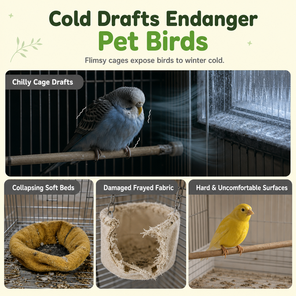 🎄LIMITED-TIME 50% OFF! ⏰Warm Winter Cotton Bird Nest Hanging Hammock for Parrots Cockatiels Lovebirds Budgies Birdcage Sleeping Bed Swing Toy