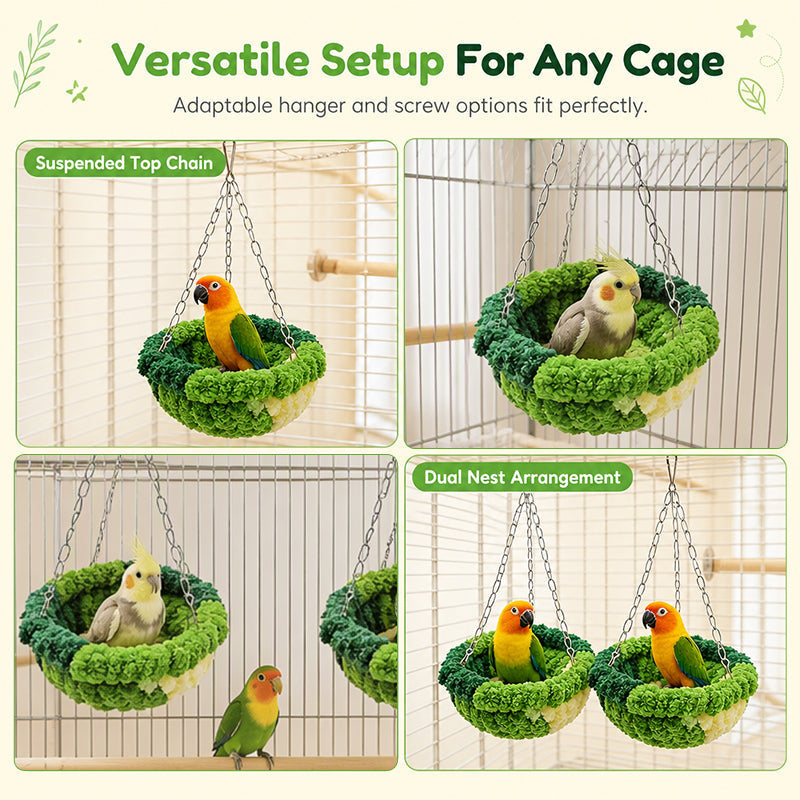 🎄LIMITED-TIME 50% OFF! ⏰Warm Winter Cotton Bird Nest Hanging Hammock for Parrots Cockatiels Lovebirds Budgies Birdcage Sleeping Bed Swing Toy