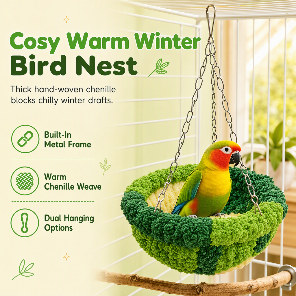 🎄LIMITED-TIME 50% OFF! ⏰Warm Winter Cotton Bird Nest Hanging Hammock for Parrots Cockatiels Lovebirds Budgies Birdcage Sleeping Bed Swing Toy
