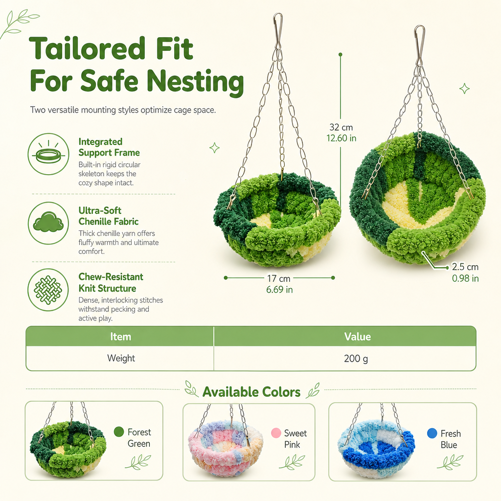 🎄LIMITED-TIME 50% OFF! ⏰Warm Winter Cotton Bird Nest Hanging Hammock for Parrots Cockatiels Lovebirds Budgies Birdcage Sleeping Bed Swing Toy