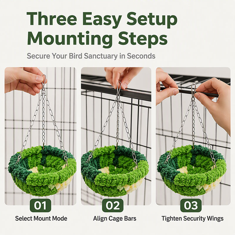 🎄LIMITED-TIME 50% OFF! ⏰Warm Winter Cotton Bird Nest Hanging Hammock for Parrots Cockatiels Lovebirds Budgies Birdcage Sleeping Bed Swing Toy