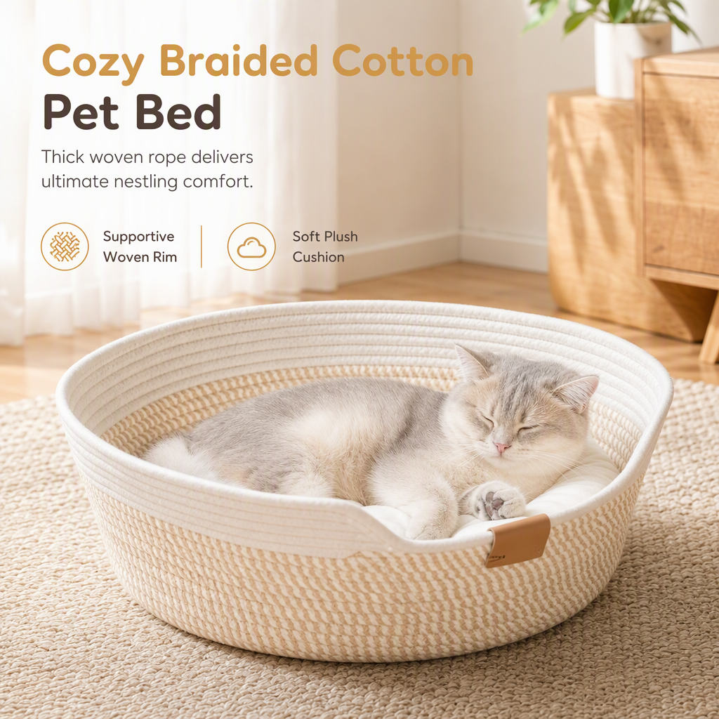 Integrated Cat Bed and Scratching Board with Removable Cushion Durable Scratch Resistant Round Cat Nest for Indoor Cats